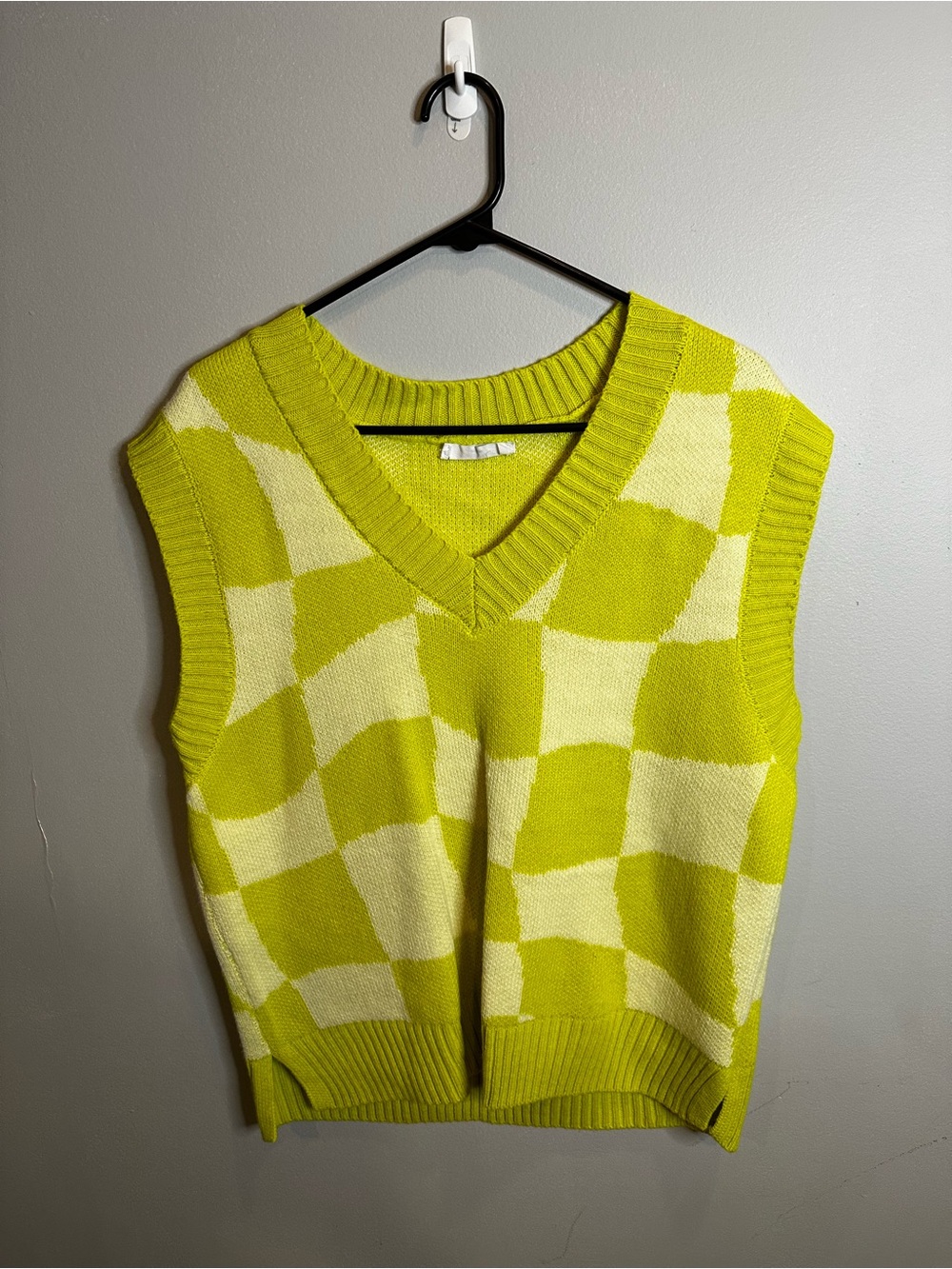 V-Neck Checker Knit Sweater Vest